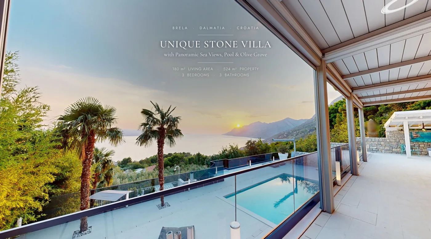 Steinvilla in Brela mit Pool und Meerblick